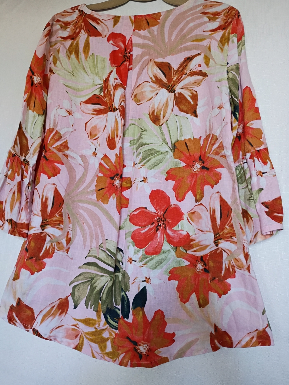 John Mark Women’s Floral Bell-Sleeve Blouse Size M Linen Blend - Picture 4 of 11